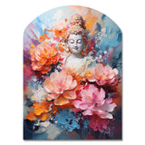 Floral Buddha In Meditation II - Asymmetric Metal Wall Art