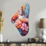 Floral Buddha In Meditation II - Asymmetric Metal Wall Art