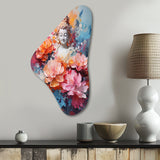 Floral Buddha In Meditation II - Asymmetric Metal Wall Art