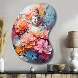 Floral Buddha In Meditation II - Asymmetric Metal Wall Art