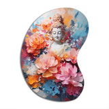 Floral Buddha In Meditation II - Asymmetric Metal Wall Art