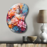 Floral Buddha In Meditation II - Asymmetric Metal Wall Art