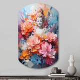 Floral Buddha In Meditation II - Asymmetric Metal Wall Art