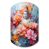 Floral Buddha In Meditation II - Asymmetric Metal Wall Art