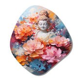 Floral Buddha In Meditation II - Asymmetric Metal Wall Art