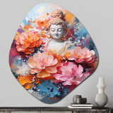 Floral Buddha In Meditation II - Asymmetric Metal Wall Art