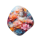 Floral Buddha In Meditation II - Asymmetric Metal Wall Art