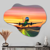 Sunset Airplane On The Tarmac II - Asymmetric Metal Wall Art