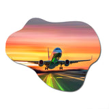 Sunset Airplane On The Tarmac II - Asymmetric Metal Wall Art