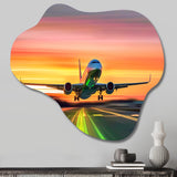 Sunset Airplane On The Tarmac II - Asymmetric Metal Wall Art