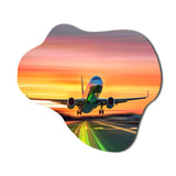 Sunset Airplane On The Tarmac II - Asymmetric Metal Wall Art