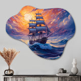 Ship Sailing The High Seas - Asymmetric Metal Wall Art