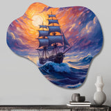 Ship Sailing The High Seas - Asymmetric Metal Wall Art