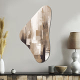 Cubism Beige Synergy - Asymmetric Metal Wall Art