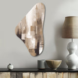 Cubism Beige Synergy - Asymmetric Metal Wall Art