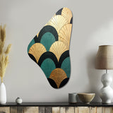 Emerald And Golden Arches - Asymmetric Metal Wall Art