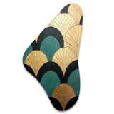 Emerald And Golden Arches - Asymmetric Metal Wall Art