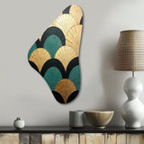 Emerald And Golden Arches - Asymmetric Metal Wall Art