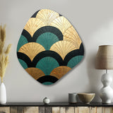 Emerald And Golden Arches - Asymmetric Metal Wall Art