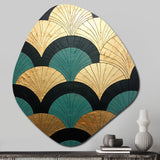 Emerald And Golden Arches - Asymmetric Metal Wall Art