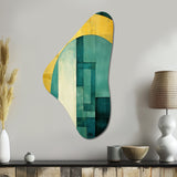 Emerald And Golden Arches I - Asymmetric Metal Wall Art