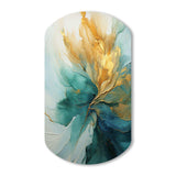 Gold And Teal Aurora Harmony - Asymmetric Metal Wall Art