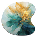 Gold And Teal Aurora Harmony - Asymmetric Metal Wall Art