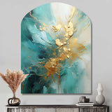 Gold And Teal Aurora Harmony II - Asymmetric Metal Wall Art