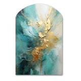 Gold And Teal Aurora Harmony II - Asymmetric Metal Wall Art