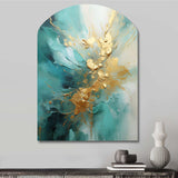 Gold And Teal Aurora Harmony II - Asymmetric Metal Wall Art