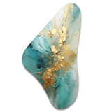 Gold And Teal Aurora Harmony II - Asymmetric Metal Wall Art