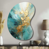 Gold And Teal Aurora Harmony II - Asymmetric Metal Wall Art