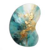 Gold And Teal Aurora Harmony II - Asymmetric Metal Wall Art