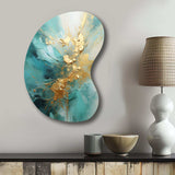 Gold And Teal Aurora Harmony II - Asymmetric Metal Wall Art