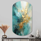 Gold And Teal Aurora Harmony II - Asymmetric Metal Wall Art