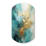 Gold And Teal Aurora Harmony II - Asymmetric Metal Wall Art