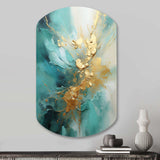 Gold And Teal Aurora Harmony II - Asymmetric Metal Wall Art