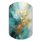 Gold And Teal Aurora Harmony II - Asymmetric Metal Wall Art