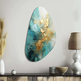 Gold And Teal Aurora Harmony II - Asymmetric Metal Wall Art