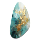 Gold And Teal Aurora Harmony II - Asymmetric Metal Wall Art