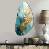 Gold And Teal Aurora Harmony II - Asymmetric Metal Wall Art