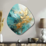 Gold And Teal Aurora Harmony II - Asymmetric Metal Wall Art