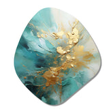 Gold And Teal Aurora Harmony II - Asymmetric Metal Wall Art