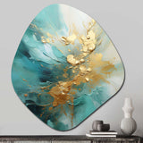 Gold And Teal Aurora Harmony II - Asymmetric Metal Wall Art