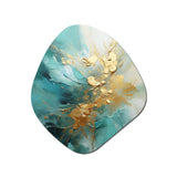 Gold And Teal Aurora Harmony II - Asymmetric Metal Wall Art