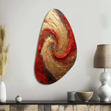 Red Gold Fusion Spiral - Asymmetric Metal Wall Art