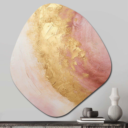 Gold Pink Desert Mirage Spiral I - Asymmetric Metal Wall Art