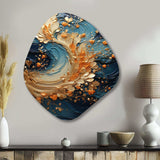 Golden Sapphire Surge I - Asymmetric Metal Wall Art