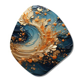 Golden Sapphire Surge I - Asymmetric Metal Wall Art