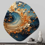 Golden Sapphire Surge I - Asymmetric Metal Wall Art